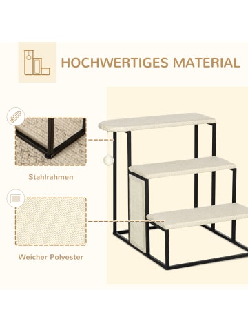Pawhut Hundetreppe Cremeweiß+Schwarz 51L x 54B x 53H cm