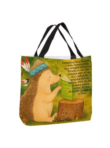 Mr. & Mrs. Panda Tote Bag Igel Federschmuck Design mit Spruch in Weiß