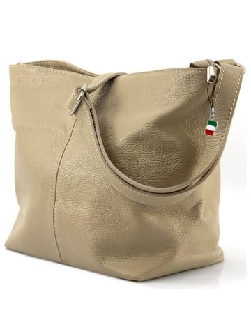 Florence Florence Schultertasche, Umhängetasche Leder taupe, beige ca. 29cm