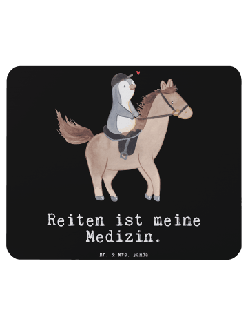 Mr. & Mrs. Panda Mauspad Pferd Reiten mit Spruch in Schwarz