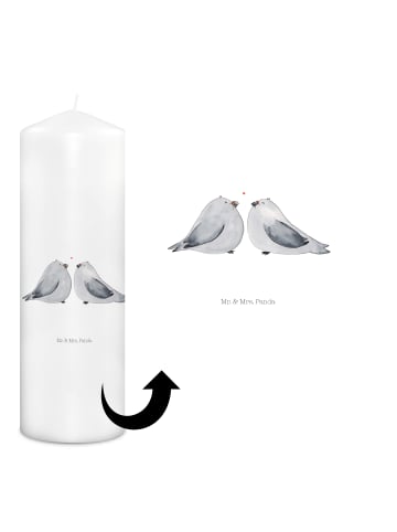 Mr. & Mrs. Panda Adventskerze Turteltauben Liebe ohne Spruch in Weiß
