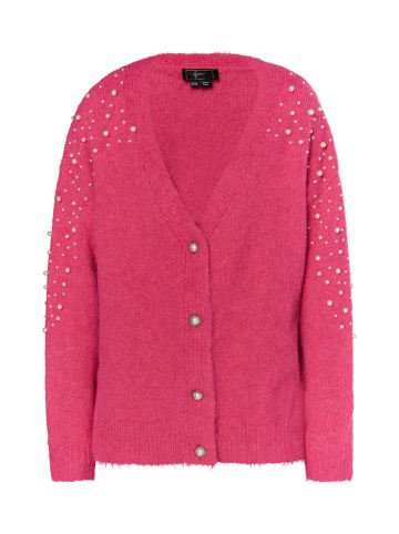faina Damen Strickjacke Mit Perlen in Pink