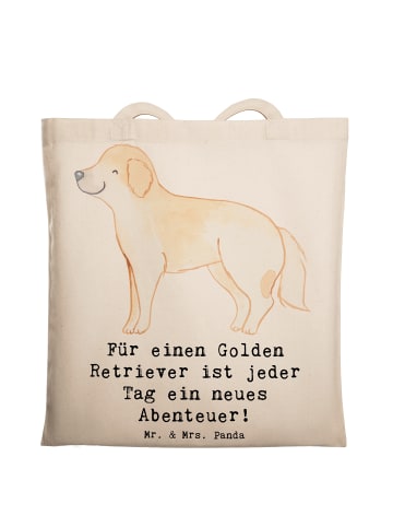 Mr. & Mrs. Panda Tragetasche Golden Retriever Abenteuer mit Spruch in Creme