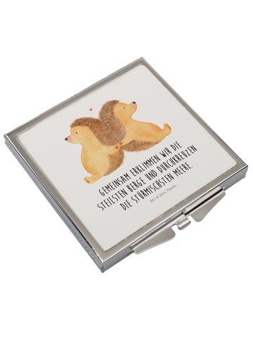 Mr. & Mrs. Panda Kosmetikspiegel Igel händchenhaltend mit Spruch in Weiß