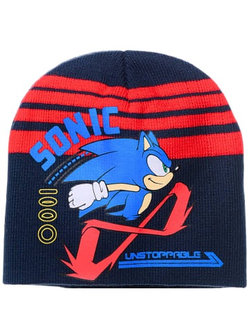 Sonic 2-tlg. Winter Set: Sonic The Hedgehog Wintermütze & Schal in Dunkelblau