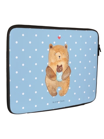 Mr. & Mrs. Panda Laptop Tasche Bär Baby ohne Spruch in Blau Pastell