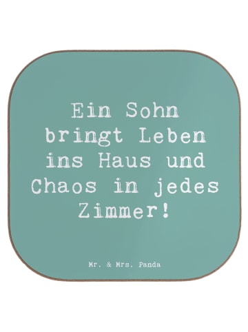 Mr. & Mrs. Panda Holz Untersetzer Spruch Lebhafter Sohn mit Spruch in Meeresbrise