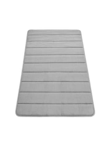 KADIMA DESIGN Waschbarer Teppich Badezimmer waschmaschinenwaschbar Streifen 3D in Grau