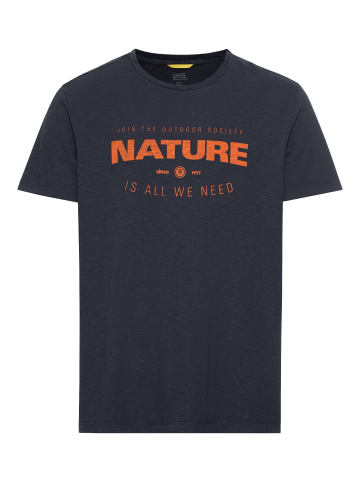 Camel Active T-Shirt mit Print aus nachhaltigem Organic Cotton in Dunkelblau/Orange