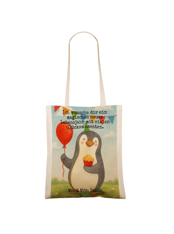 Mr. & Mrs. Panda Tragetasche Pinguin Geburtstag Design mit Spruch in Weiß