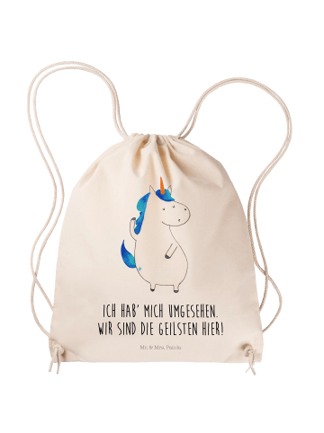 Mr. & Mrs. Panda Gym Bag Einhorn Mann mit Spruch in Creme