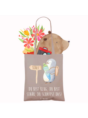 Mr. & Mrs. Panda Schultasche Erster Schultag Motivation mit Spruch in Braun Pastell