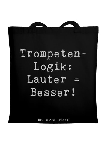 Mr. & Mrs. Panda Tragetasche Spruch Trompeten Weisheit mit Spruch in Schwarz