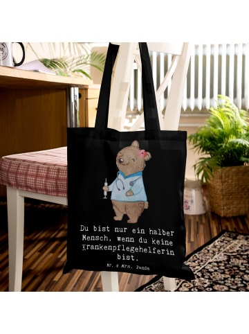 Mr. & Mrs. Panda Tragetasche Krankenpflegehelferin Herz mit Spruch in Schwarz