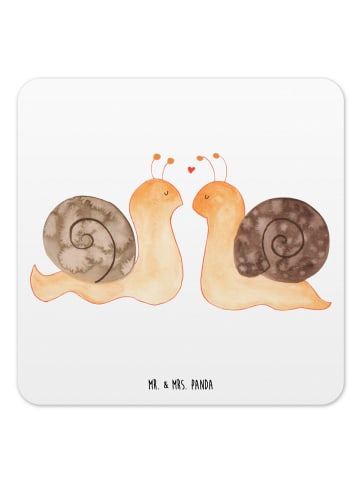 Mr. & Mrs. Panda Tassenuntersetzer Schnecken Liebe ohne Spruch in Weiß