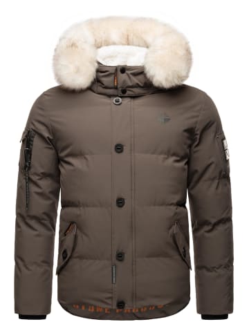 STONE HARBOUR Winterjacke Halvaar in Anthracite mit weißem Fell