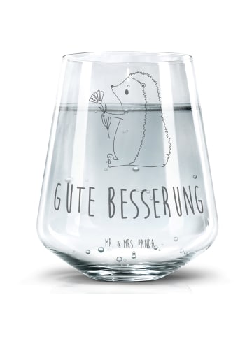 Mr. & Mrs. Panda Trinkglas Igel Blumen mit Spruch in Transparent