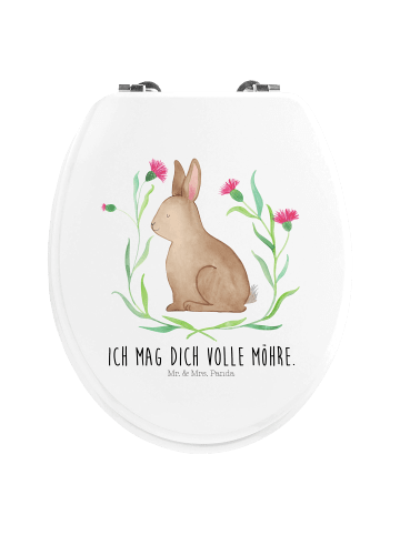 Mr. & Mrs. Panda Motiv WC Sitz Hase Sitzen mit Spruch in Weiß
