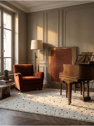 KADIMA DESIGN Teppich rund Abstrakt weich wohnlich Wohnzimmer Schlafzimmer gemütlich in Creme