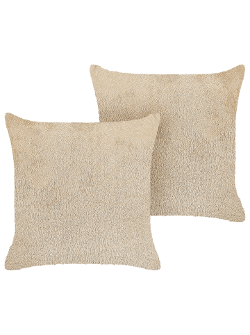 Beliani 2er-Set Dekokissen PILEA in Beige