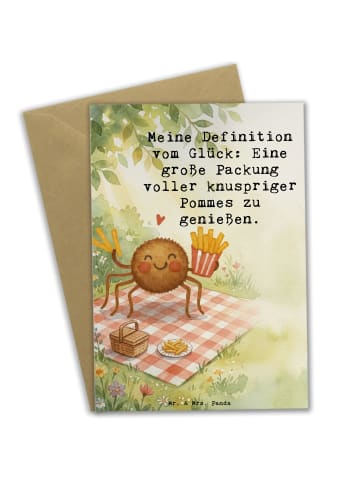 Mr. & Mrs. Panda Grußkarte Spinne Agathe Pommes Design mit Spruch in Weiß