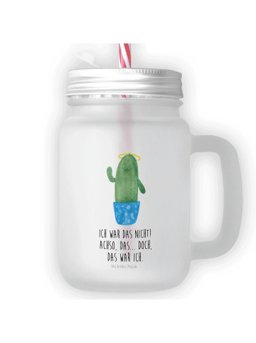 Mr. & Mrs. Panda Trinkglas Mason Jar Kaktus Heilig mit Spruch in Transparent
