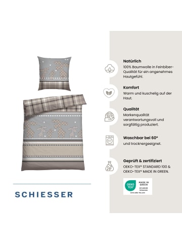 Schiesser Schiesser Bettwäscheset Salous - Feinbiber - 2-teilig in Taupe