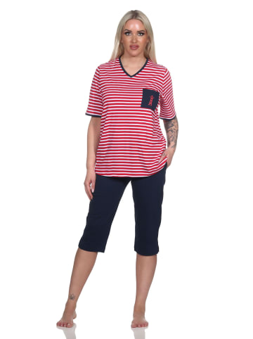 NORMANN Kurzarm Capri Pyjama und Leuchtturm - 78941 in rot