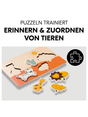 Hauck Holz Steckpuzzle für Baby (ab 1 Jahr) - Safari in bunt