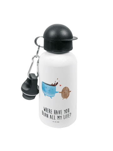 Mr. & Mrs. Panda Kindertrinkflasche Kaffee Bohne mit Spruch in Weiß