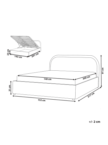 Beliani Doppelbett QUILLIEN in Beige/Grau - (W) 152 x (H) 91 x (L) 217 cm