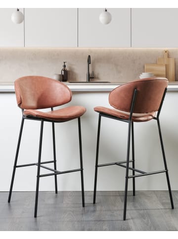 Beliani 2-tlg Barhocker KIANA in Braun/Schwarz