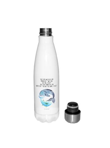 Mr. & Mrs. Panda Wasserflasche Walfisch Thunfisch mit Spruch in Weiß