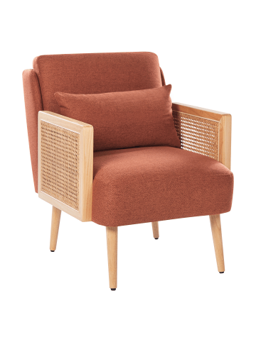 Beliani Sessel ORUM in Orange/Braun - (W) 65 x (H) 80 x (L) 78 cm