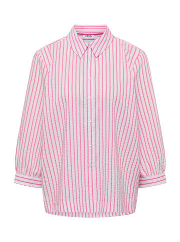 Cecil Gestreifte Seersucker Hemdbluse in Beetroot Pink