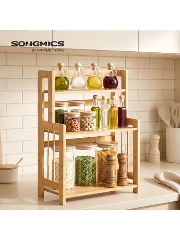 SONGMICS Gewürzregal Bambou in Beige - (B)41 x (H)53.5 x (T)18.6 cm