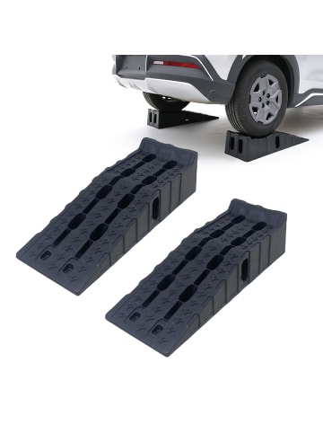 relaxdays 2x Auffahrrampe in Schwarz - (B)33 x (H)21 x (T)90,5 cm