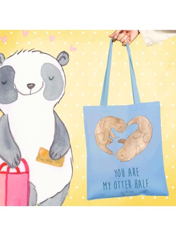 Mr. & Mrs. Panda Tragetasche Otter Herz mit Spruch in Sky Blue