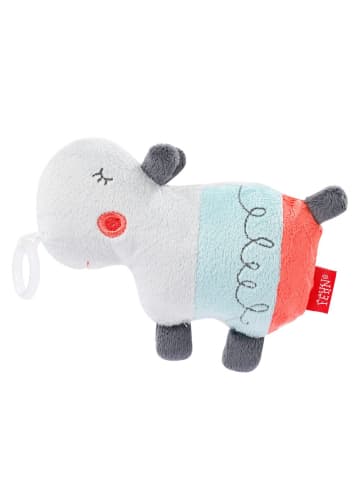 Fehn Mini-Kuscheltier mit Schnullerhalter Nilpferd in grau,bunt