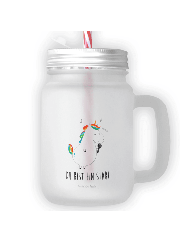Mr. & Mrs. Panda Blümchentailglas Einhorn Sänger mit Spruch in Transparent