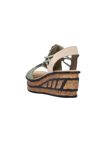 rieker Nabukino Keil-Sandalen mit Gummibändern Grün