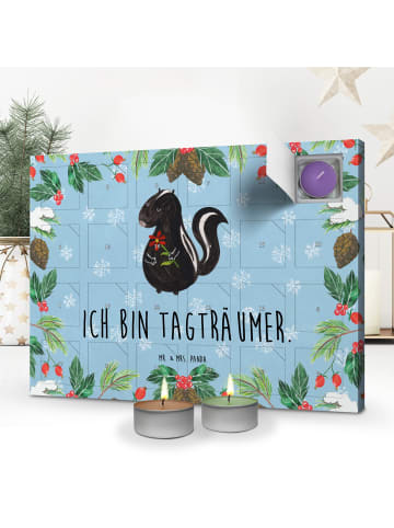 Mr. & Mrs. Panda Adventskalender Stinktier Blume mit Spruch in Eisblau