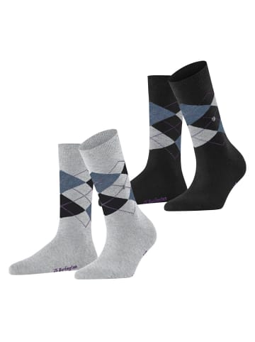 Burlington Socken 2er Pack in Schwarz/Grau/Blau