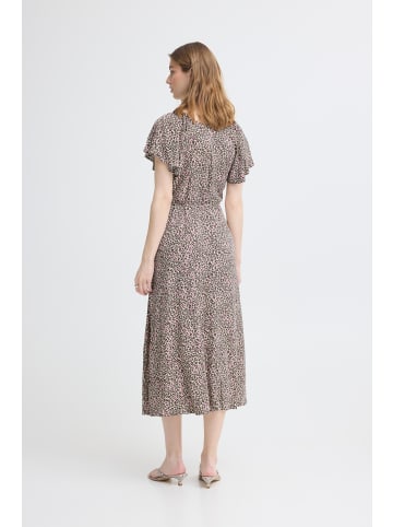 ICHI Freizeitkleid IHAYA Relaxed fit in BEIGE/PINK LEOPARD FLOWER