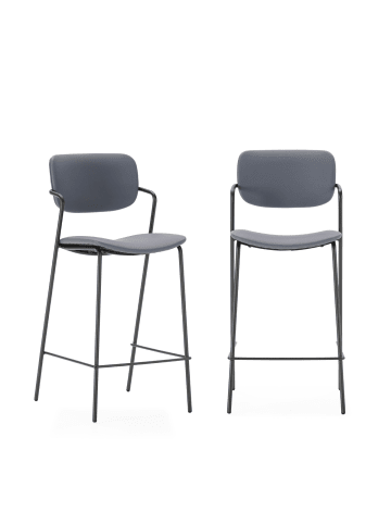 CALICOSY 2er-Set Barhocker MAIKA in Dunkelgrau - (W) 44 x (H) 66 x (L) 51 cm