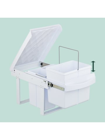 relaxdays Einbaumülleimer in Weiß - 2x 20 l