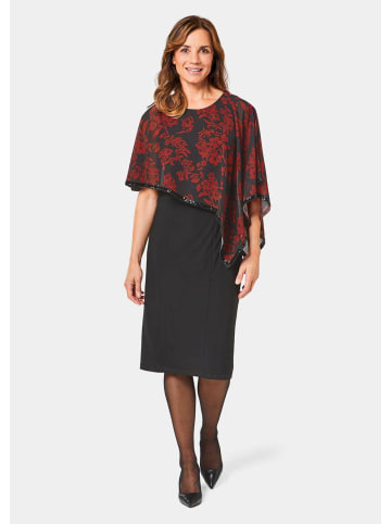 GOLDNER Kleid Festliches Kleid mit feinem Chiffonüberwurf in schwarz / rot / geblümt