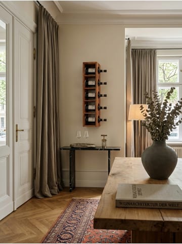 KADIMA DESIGN Weinregal MUMBAI Massiv-Holz Flaschen-Regal Wandmontage für in Massivholz