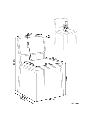 Beliani 2er-Set Esszimmerstuhl CORVALLIS in Schwarz/Beige