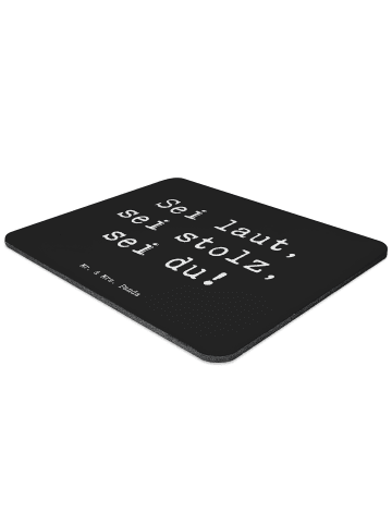 Mr. & Mrs. Panda Mouse Pad Spruch Sei du Mutig mit Spruch in Schwarz